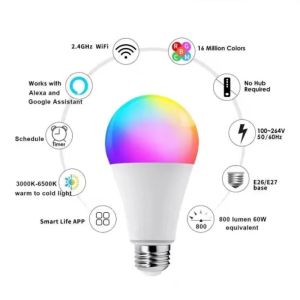 Energy Saving Smart LED Bulb Light App Control RGB Matter Light Bulbs