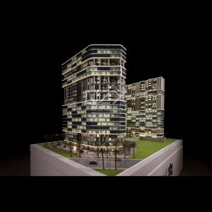 1:75 Scale Architectural Scale Model with Custom Electroplated Acrylic and Dynamic Lighting for AL YAQOOT Towers