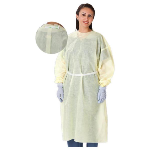 Buy Medical Reinforced Disposable Isolation Gowns Protective Non Woven Elastic Cuff at wholesale prices