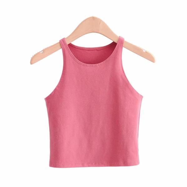 The New Summer 2022 Round Neck Sleeveless Vest In Solid Color