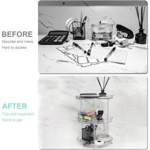3 Tier Transparent Easy to Assemble Turntable Lazy Susan Cosmetic Makeup
