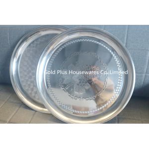 40cm Dinnerware Stainless Steel Round Tray Custom Serving Pizza Plate