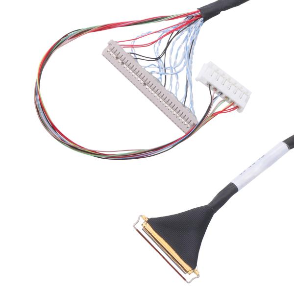 Custom 40 Pin Lvds Cable Assembly 0.5mm Pitch lcd lvds cable Horizontal mating type micro-coaxial connector