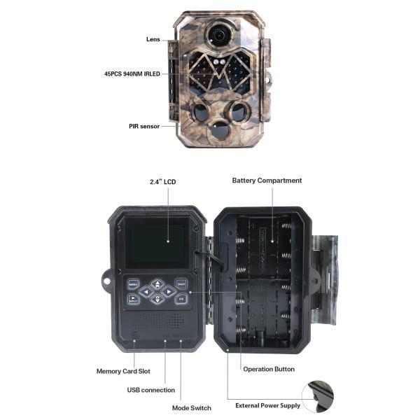 32MP 4K Hunting Camera with 3 PIR 120° Range Night Vision 45 LEDs Waterproof Scouting Camera for Observe Animals Home Security