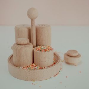 Wooden Salt and Pepper Shakers Set for Play Kitchen