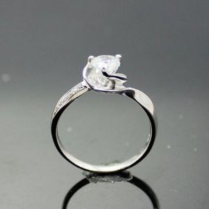 Sterling Silver Heart Shape CZ Diamonds Engagement Ring(F25)