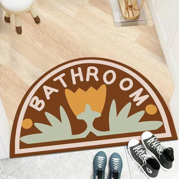 Cartoon Flower Polyester Fiber Floor Carpet Rug Half Circular