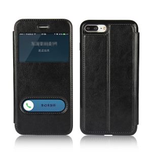 iPhone 8 Plus Case, Window View Stand Feature PU Leather Phone Case for Apple
