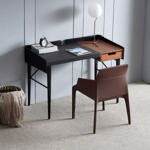 Saddle Leather Minimalist Design Modern Writing Desk Hotel Bedroom Study Table