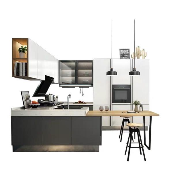 Modern Wall Hanging Solid Wood Kitchen Design Cabinets Set Furniture With PVC Finish