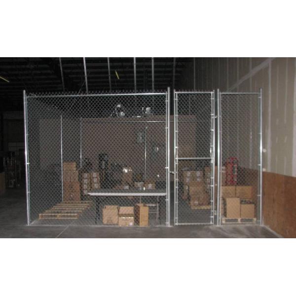Indoor chain link fence for a warehouse.