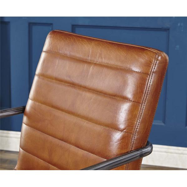 Vintage Real Leather Dining Room Chairs Light Brown Color Seater Long Service Life