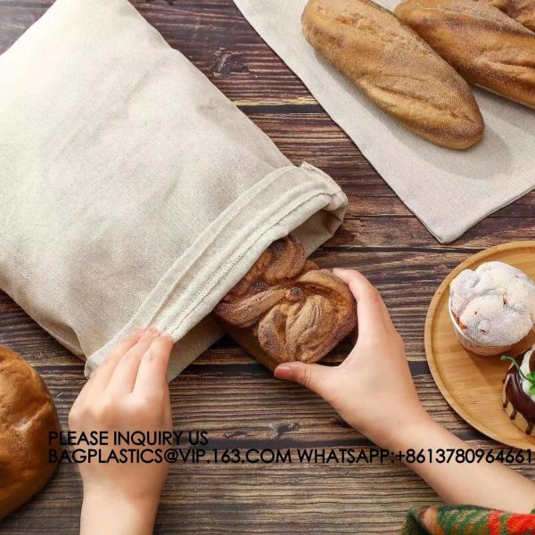Burlap Linen Bread Bag Cloth Bread Bags, Linen Bread Bags Large Reusable Bread Bags For Homemade Bread Sourdough