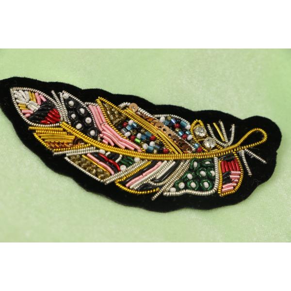 Traditional India Wire Patch Leaf Shape Bullion Wire Velveteen Ground Patch For Clothes Bags