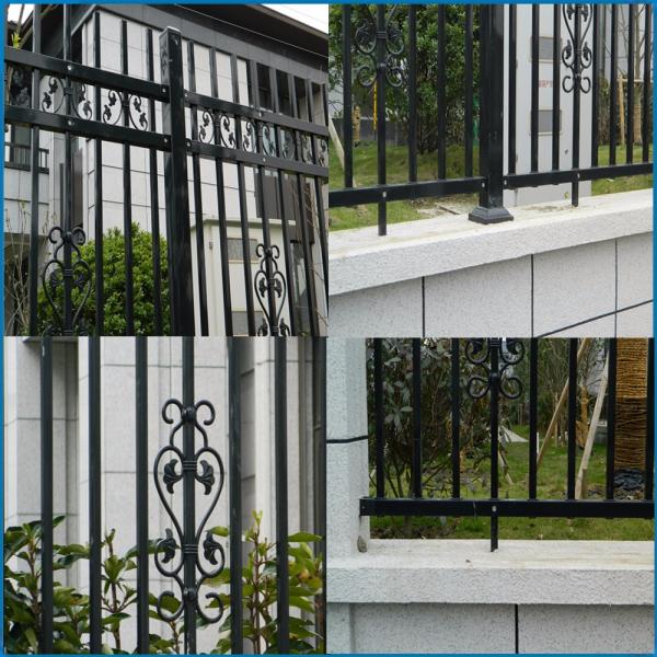 Powder Coated Galvanized Steel Tubular Ornamental Spear Top black outdoor model metal fence,Galvanized Garrison fencing