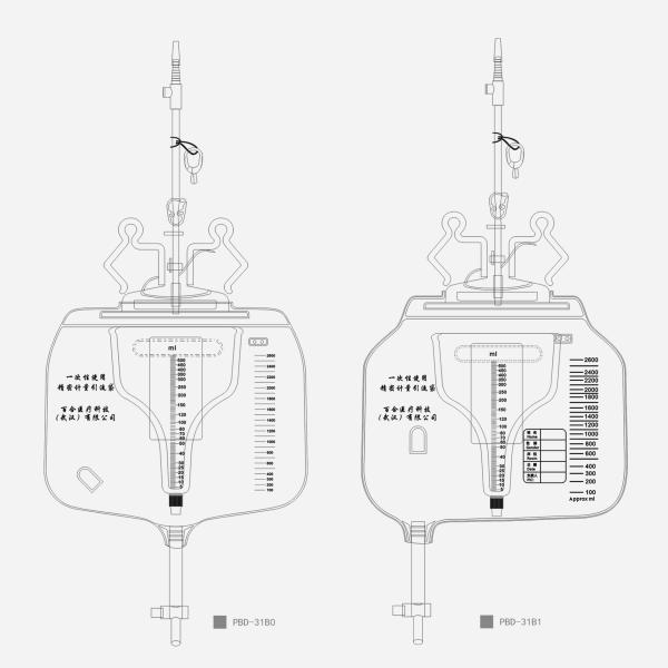 Buy ICU Disposable Foley Urine Collection Bag With Measured Volume Meter at wholesale prices