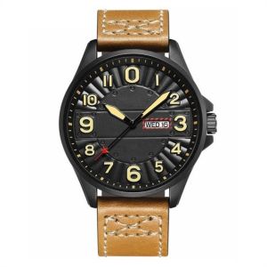 Double Calendar Alloy Quartz Wrist Watch 45mm Dial PU Chronograph