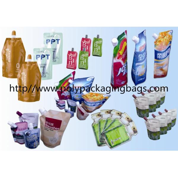 Fruit Juice Stand Up Plastic Bags With Spout / Suction Nozzle