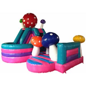 Multi - Play PVC Fabric Inflatable Fun City Mushroom Bounce House 6x4m