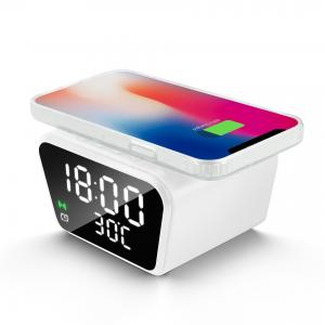 Quality High Efficiency Alarm Clock Qi Charger , Compatible Wireless Charging Alarm for sale