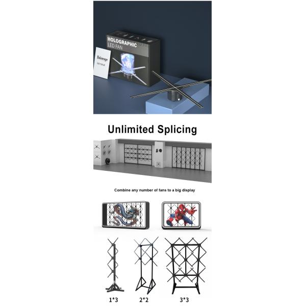 3d Holographic Display 50cm Hologram Fan with MP4/AVI/RMVB/GIF/JEPG/PNG/MKV Content