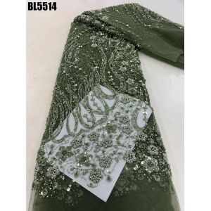 Exquisite brown handmade beaded lace embroidery african french lace fabric