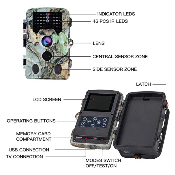 Outdoor Mini Thermal Infared Motion Sensor Waterproof IP66 46pcs LEDs Wild Night Vision Hunting Trail Cameras