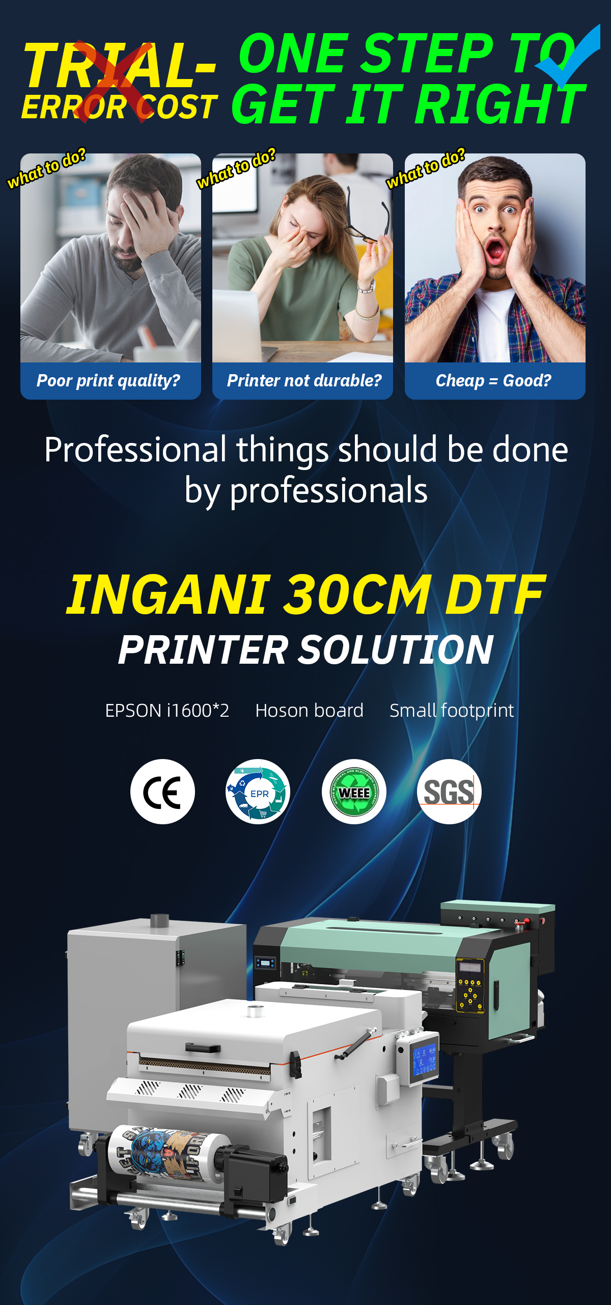 Ingani Factory Inkjet 30cm DTF A3 Printer I3200/Xp600/I1600 DTF Pet Film Printer A3 DTF Printer and Shaker Oven