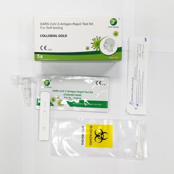 Buy Colloidal Gold Antigen Home Test Kit SARS-CoV-2 5 Tests / Kit CE Nasal Swabs at wholesale prices