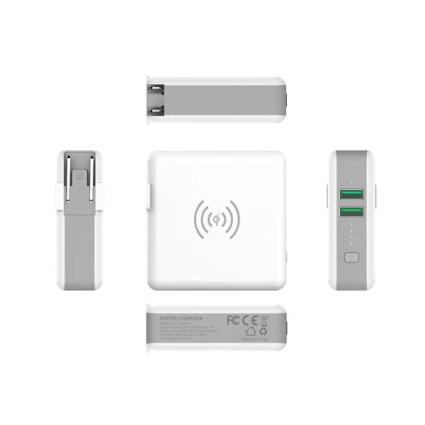 4 In 1 Universal AC Adapter Wireless Charger Power Bank