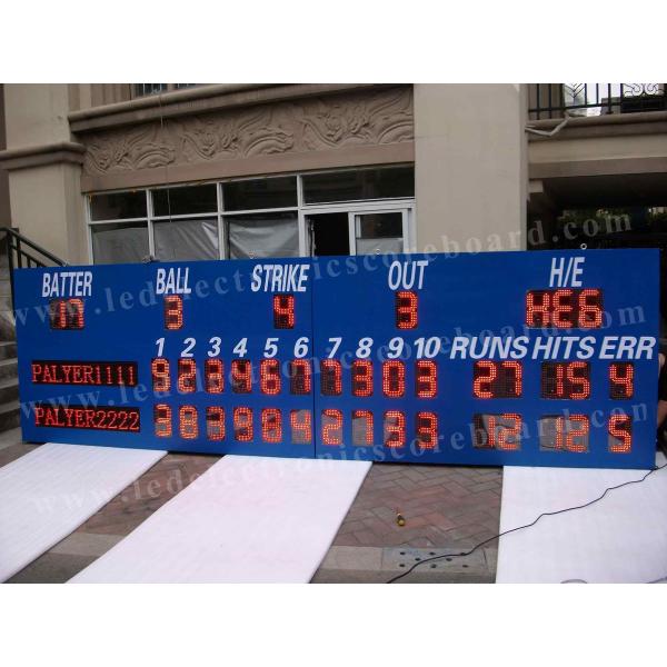 Professional LED Baseball Scoreboard With Blue Frame Cabinet 1400mm*3800mm*100mm