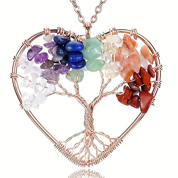 Buy 5*5cm Tree Of Life Necklace With Chakra Stones Pendant at wholesale prices