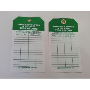 Emergency Shower And Eyewash Test Record Tag 4 In. X 7 In. 2 Side Vinyl