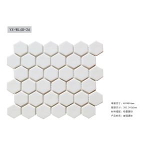 Glass Hexagon Mosaic Tile 305.5x265mm Frosted Matte Surface