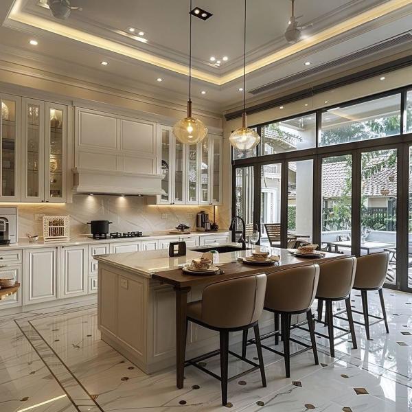 Customized Antique Solid Wood Kitchen Cabinets With Lacquer Finish