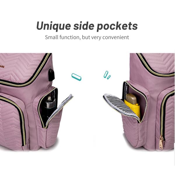 Embroidered Diaper Bag Backpack With USB