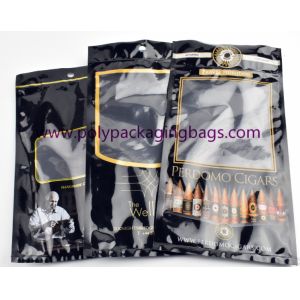 Customized black cigar tobacco moisturizing zipper bag with transparent window
