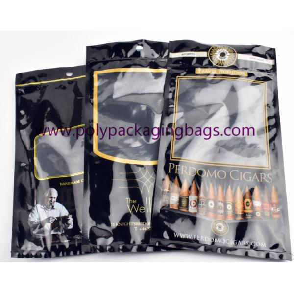 Buy Customized black cigar tobacco moisturizing zipper bag with transparent window at wholesale prices