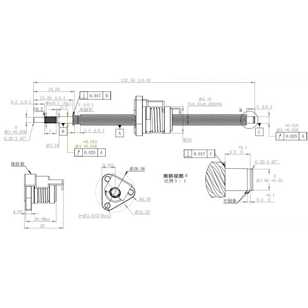 Trapezoidal Screw 6.35mm Diameter With Anti Backlash Nut Hybrid Stepping Motor