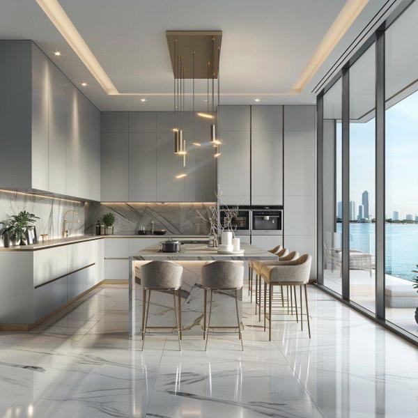 Modern Light Luxury Custom Kitchen Cabinet With Stainless Steel Stove Integration Whole House Wall Cabinet Design Kitchen Cabinet