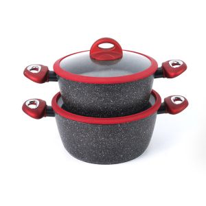 China Inside Spraying Aluminum 2 Pcs 26cm Ceramic Saucepan Set on sale
