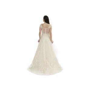 Beige Color Applique Long Wedding Dresses For Women Maxi Floor Length