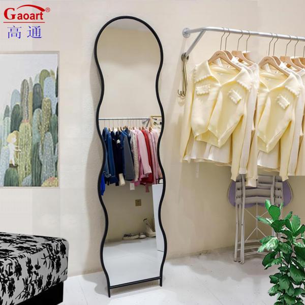 Customized Size Bathroom Glass Furniture with Metal Bevel Full Body Float Mirror