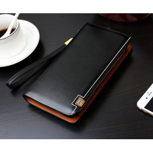 Men Korean version of crusty polished vertical section clutch wallet zipper Commerce