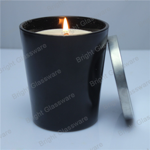 Buy black glass candle, glass candle holder with lid at wholesale prices