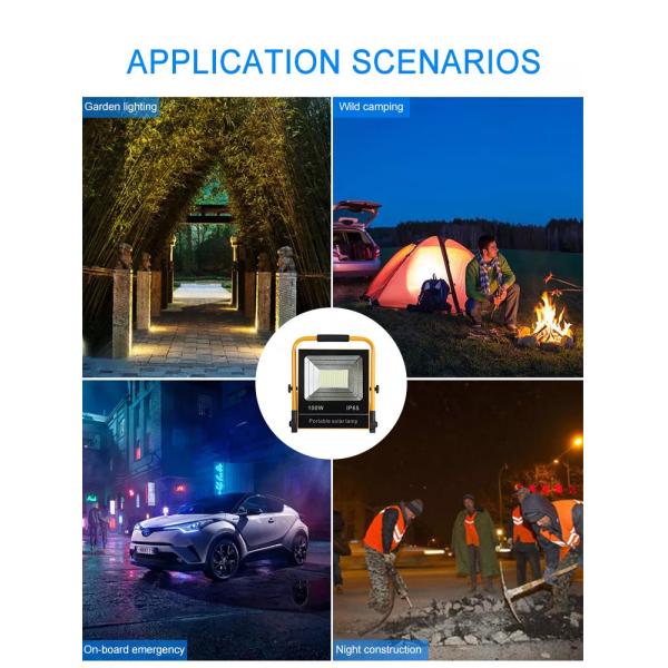 Lithium Battery LED Solar Powered Flood Lights 100W For Corridors