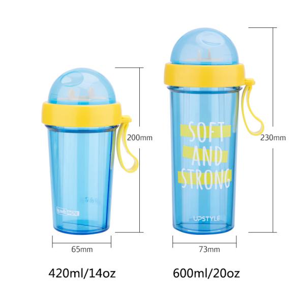 Wholesale Cheap Creative Outdoor Sports Plastic Dual Use Drinking Straw Water Bottle