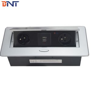 furniture multimedia connector installed on table or desk