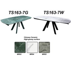 1.9 Meter Ceramic Top Dining Table , Horsebelly Glass Extension Dining Table