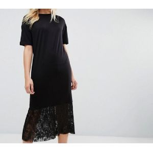 Newest Design Women Dress with Pleat Lace Hem